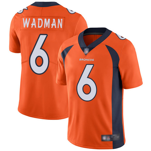 Men Denver Broncos 6 Colby Wadman Orange Team Color Vapor Untouchable Limited Player Football NFL Jersey